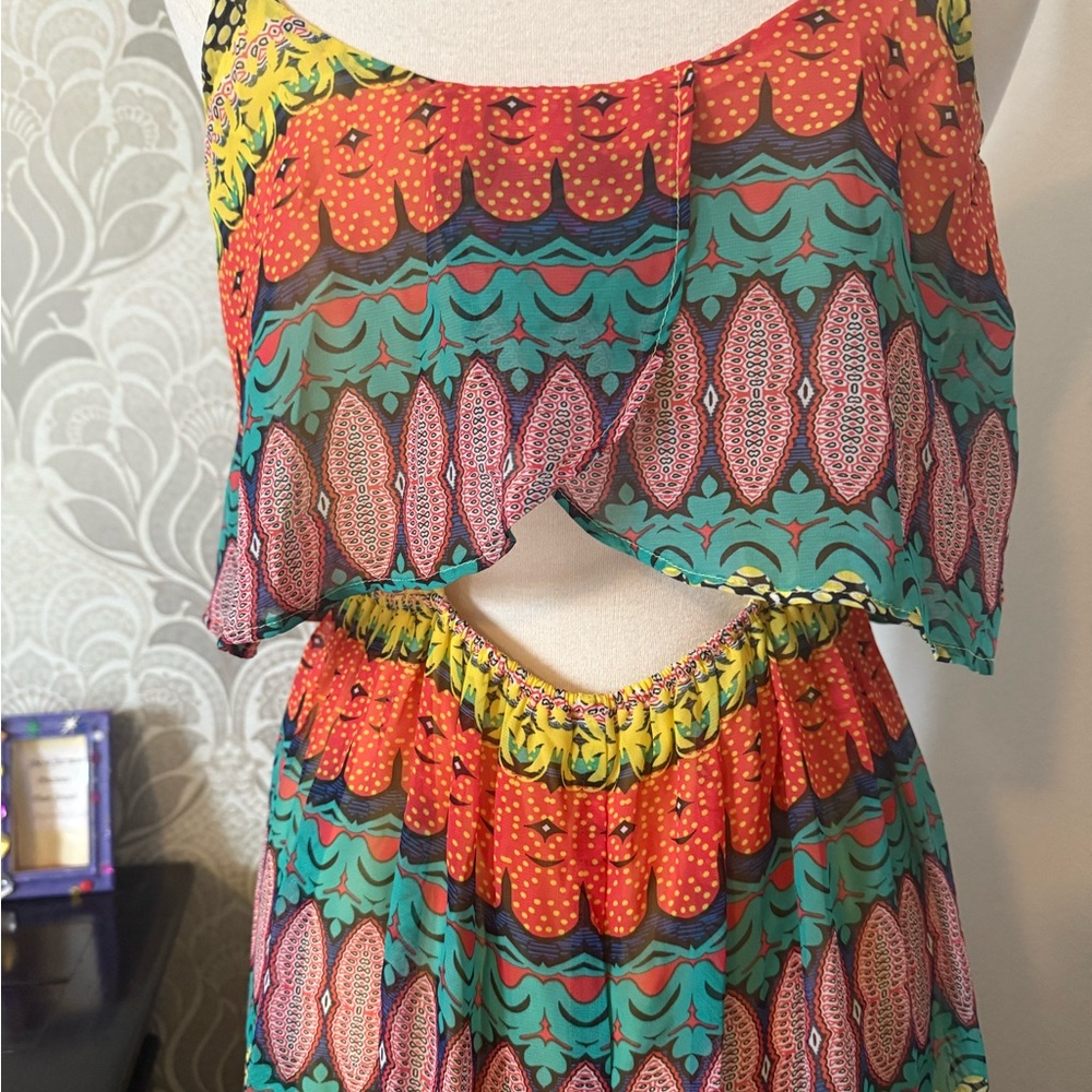 Multicolor Patterned Maxi Dress - Picture 3 of 4